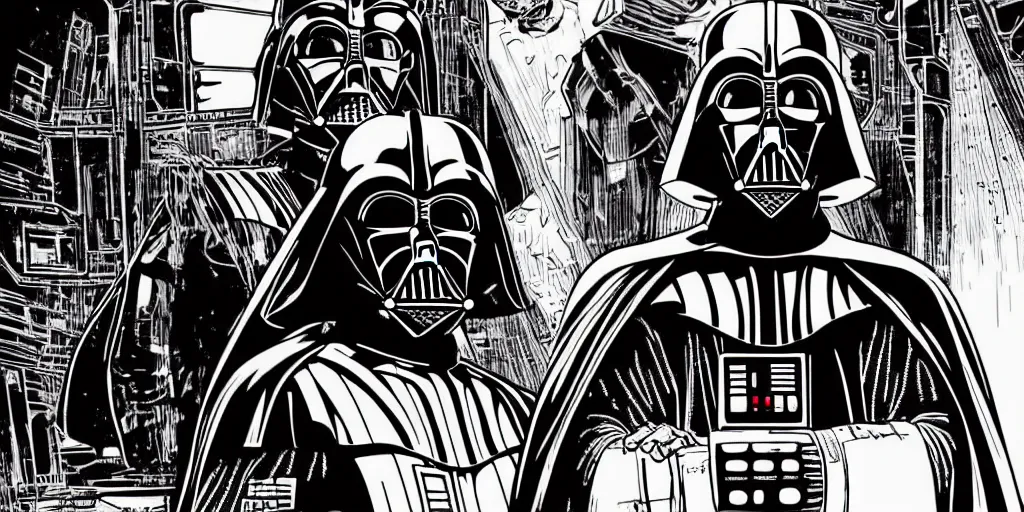 Prompt: portrait of darth vader, by laurie greasley