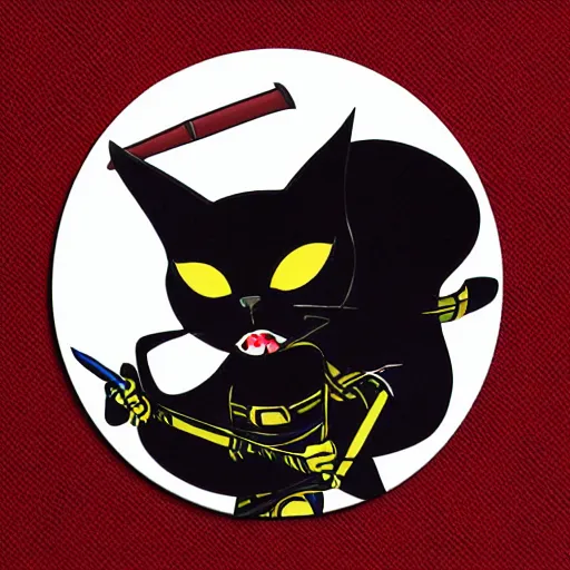 Prompt: vampire samurai black cat sticker