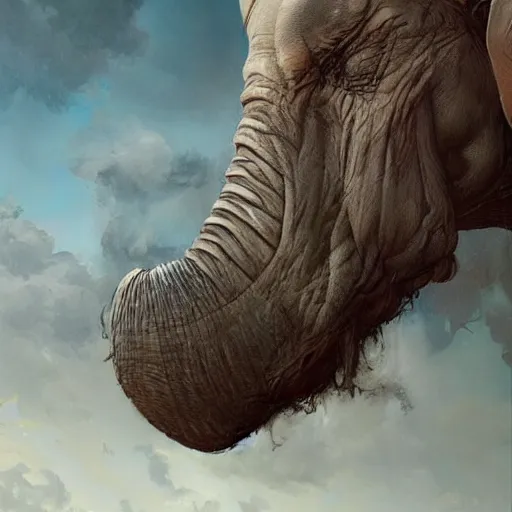 Image similar to a commission of a muscular athropomorphic half human half elephant,digital art,art by greg rutkowski,charles bowater,ross tran,hyperdetailed,detailed face,photorealistic,professional lightimg,dramatic,cool,award winning,2022,victorian,trevor henderson