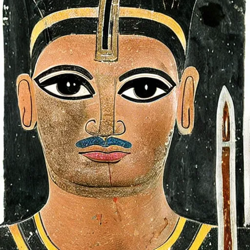 Prompt: ancient egyptian art depicting the face of gordon freeman, 8 k, very detailed, very intricate,