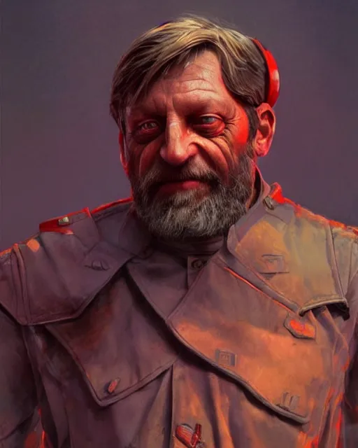 Image similar to zizek as a cyborg. 1 9 8 0 s dystopian soviet russia, propaganda screens. unreal engine, fantasy art by jesper ejsing. faithfully depicted facial expression, perfect anatomy global illumination, radiant light, detailed and intricate environment