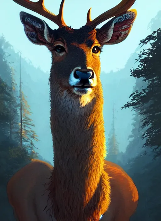 Prompt: highly detailed portrait fantastic mr deer in gta v, stephen bliss, unreal engine, fantasy art by greg rutkowski, loish, rhads, ferdinand knab, makoto shinkai and lois van baarle, ilya kuvshinov, rossdraws, tom bagshaw, global illumination, radiant light, detailed and intricate environment