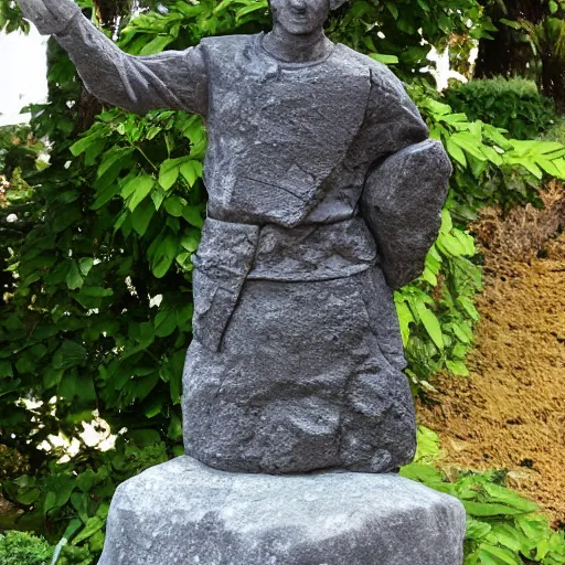 Prompt: summit 1 g, made of stone, as a statue