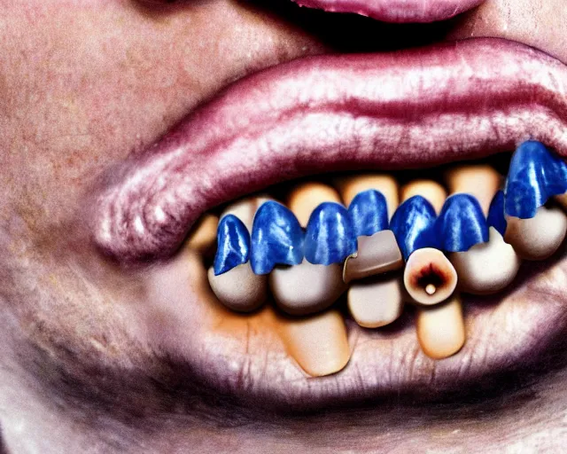 Image similar to a mouth full of bacteria. rotten image.