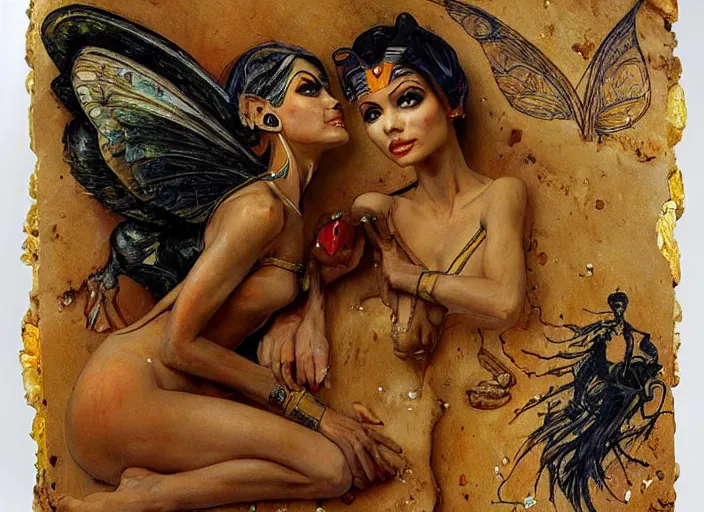 Image similar to egyptian fairy painting carved in amber by chiara bautista and norman rockwell and greg rutkowski weta studio