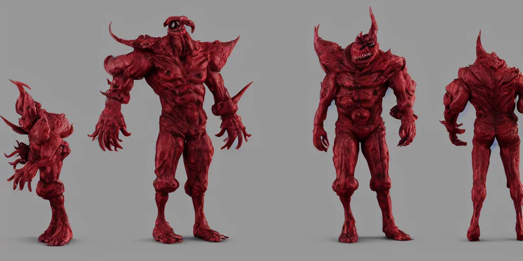 Prompt: character sheet of violator ( todd mcfarlane spawn ). 3 d render, trending on artstation, unreal engine 5, 8 k resolution