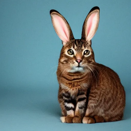 Prompt: a cat that is also a cute bunny rabbit.