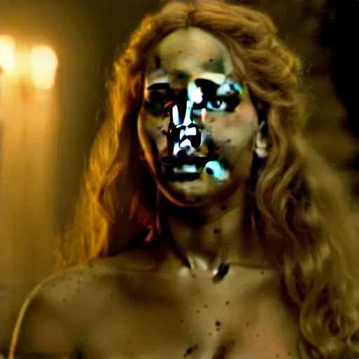 Image similar to cinematic jennifer lawrence as frankenstein's monster, color photography, sharp detail, still from the movie mary shelly's frankestein