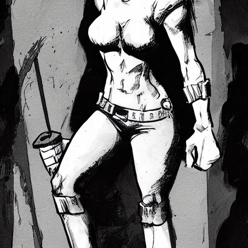 Image similar to realistic full body concept art of a female pirate by Wally Wood
