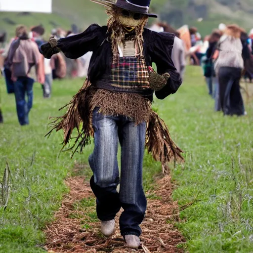 Image similar to a scarecrow doing a catwalk, famous, show