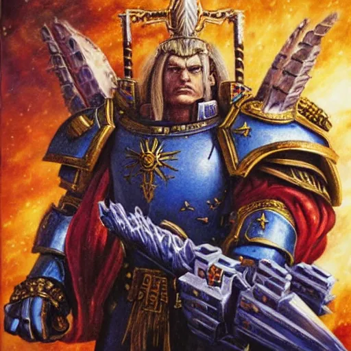 Image similar to portrait of emperor of mankind, warhammer 4 0 k