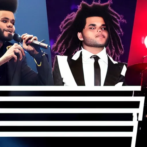 Image similar to Michael Jackson and the Weeknd blinding billie lights Jean