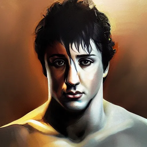 Image similar to portrait of young sylvester stallone by charlie bowater