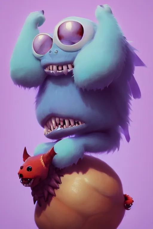 Image similar to extremely super mega cute monster character concept, soft light, soft mood, illustration, painting oil on canvas by Elena Zhurikhina and Goro Fujita, octane render trending on artstation, 4k, 8k, HD