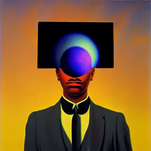 Image similar to afrofuturism hologram by magritte