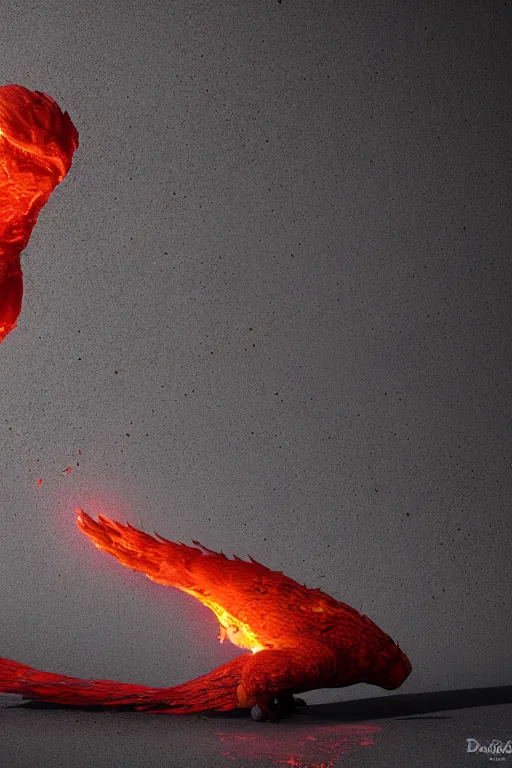 Prompt: a scaly phoenix egg made from opalescent coal and molten lava, on a carved red hot flaming stone floor photorealistic, dlsr, octane render, 8 k, cinematic lighting