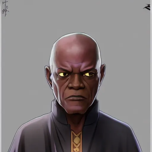 Prompt: portrait of mace windu, anime fantasy illustration by tomoyuki yamasaki, kyoto studio, madhouse, ufotable, trending on artstation