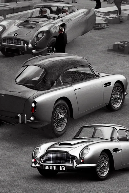 Image similar to 1963 Aston Martin DB5 car designed by Aplle that looks like it is from Borderlands and by Feng Zhu and Loish and Laurie Greasley, Victo Ngai, Andreas Rocha, John Harris