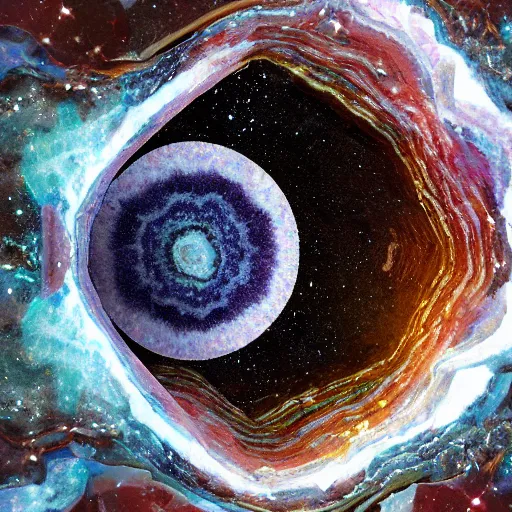 Image similar to space in a geode portal to space, detailed, featured, noneuclidian