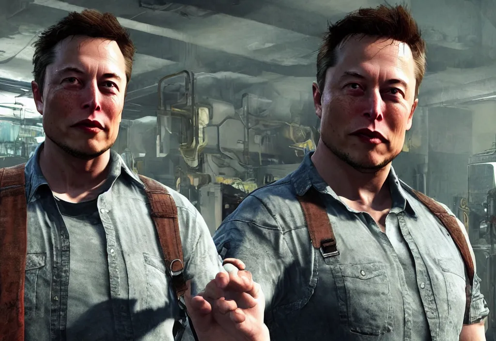 Image similar to a screenshot of elon musk in the video game in the last of us. close up, 3 d rendering. unreal engine. amazing likeness. very detailed.