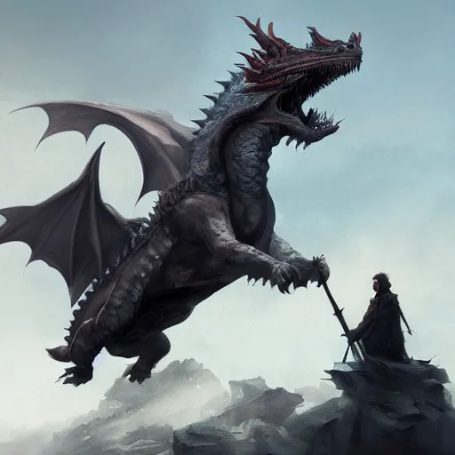 Image similar to Joe Biden riding a dragon, by Greg Rutkowski