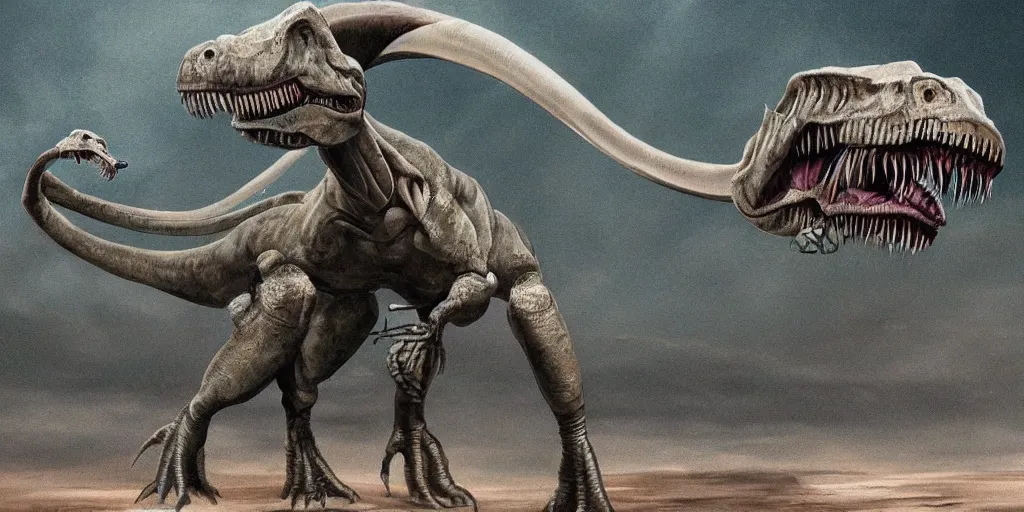 Prompt: a t-rex made by aliens, sci-fi art