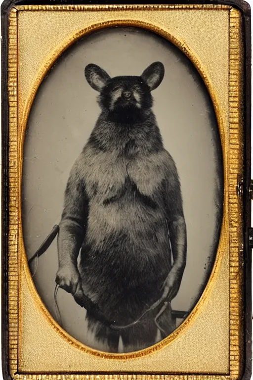 Prompt: daguerreotype of bad taxidermy