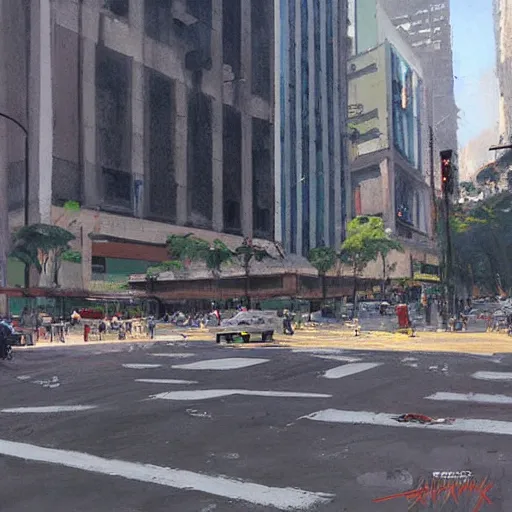 Image similar to Avenida Paulista painted by Greg Rutkowski