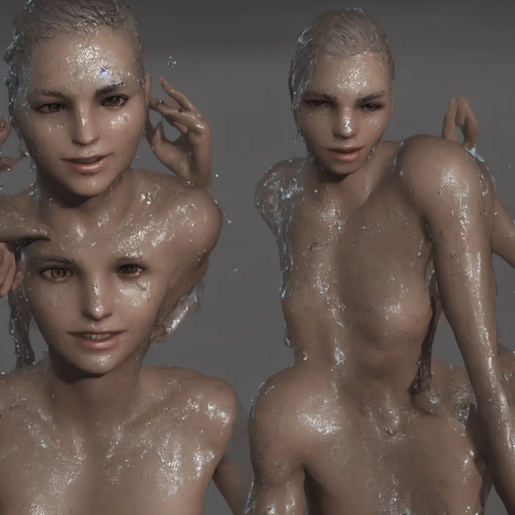 Prompt: glistering wet sweaty skin unreal engine 4k 8k resolution