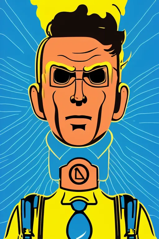 Image similar to fallout 7 6 retro futurist illustration art by butcher billy, sticker, colorful, illustration, highly detailed, simple, smooth and clean vector curves, no jagged lines, vector art, smooth andy warhol style