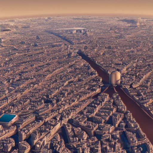 Image similar to The city of paris on mars, hyper-realistic, 8K HDR.