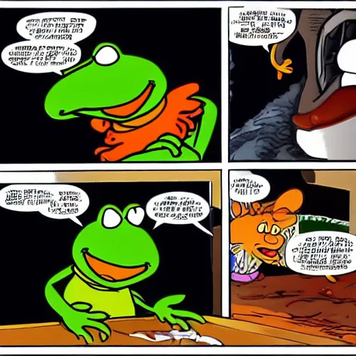 Image similar to garfield fights kermit in mortal kombat 2 0 7 7