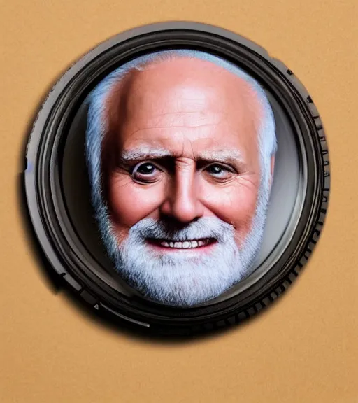 Image similar to portrait of hide the pain harold, accurate and detailed, round face, earnest, stock photo, Nikon 50mm f/1.8G, artgerm