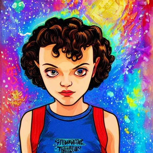 Image similar to portrait of beautiful eleven from stranger things by jeremiah ketner, detailed, flowers