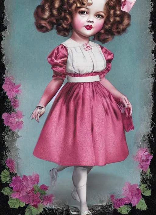 Prompt: shirley temple as a mark ryden doll, detailed digital art, trending on Artstation