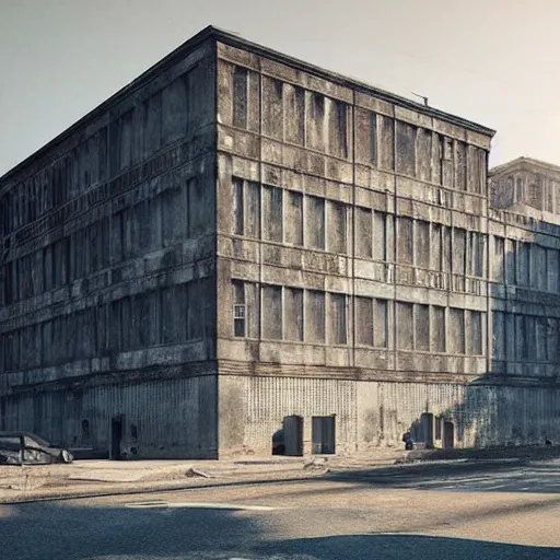 Prompt: “derelict architecture buildings, architecture digest, muted tones, volumetric lighting, building made by Mies Van der Rohe, photorealism, high detail, golden ratio, cinematic, octane renderer”