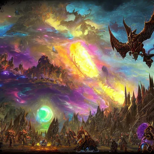 Prompt: an artistic depiction of the whole universe of world of warcraft, very detailed, high resolution, incredible art