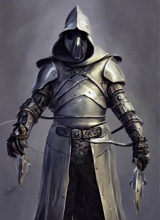 Prompt: medieval plague doctor wearing a metal armor, elegant, digital painting, concept art, smooth, sharp focus, illustration, from StarCraft by Ruan Jia and Mandy Jurgens and Artgerm and William-Adolphe Bouguerea