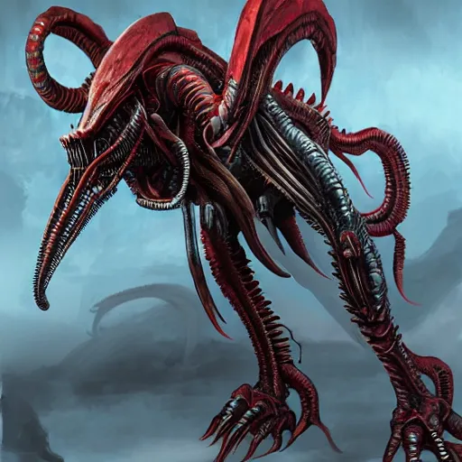 Prompt: Xenomorph-tyranid, warhammer 40k, concept art