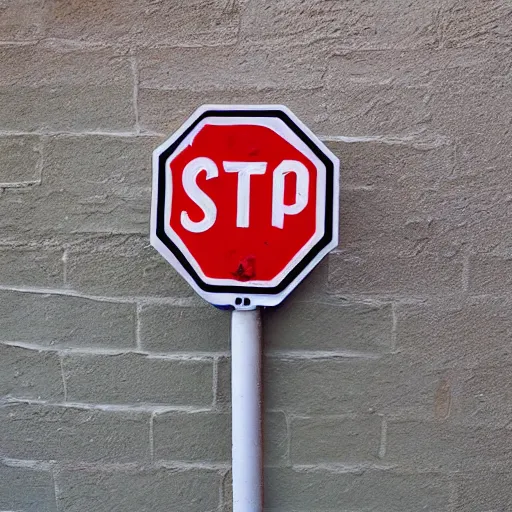 Image similar to stop sign spray painted on a wall