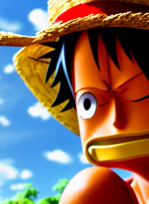 Image similar to photograph of a luffy face, depth of field, focus,