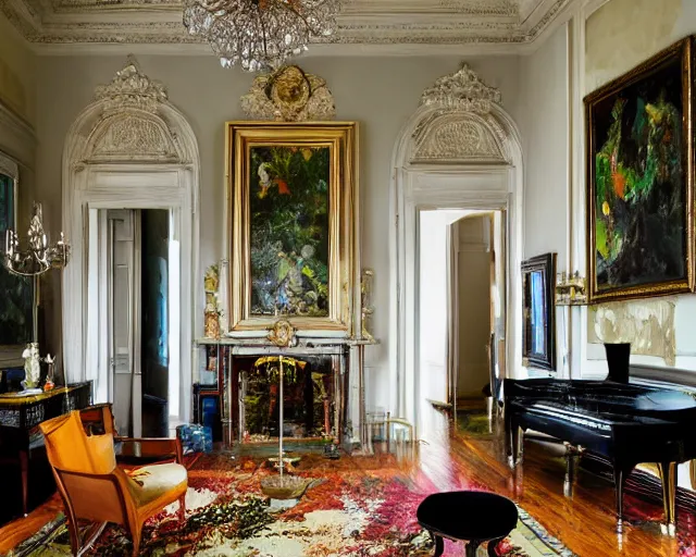 Image similar to Jackson Pollock themed interior design in a fancy mansion