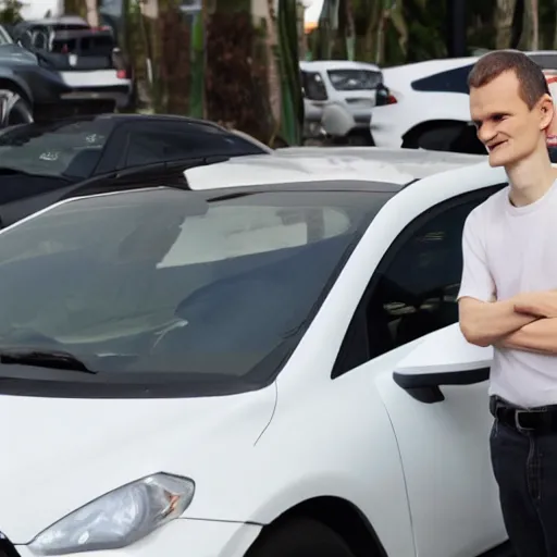 Prompt: Vitalik Buterin trying to sell you a used car