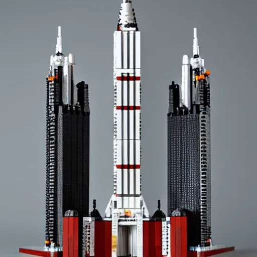 Prompt: the twin towers with 2 airplanes as a lego set