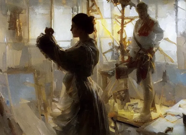 Prompt: oil painting of handmade glass, glass refraction, art by anders zorn, wonderful masterpiece by greg rutkowski, beautiful cinematic light, american romanticism by greg manchess