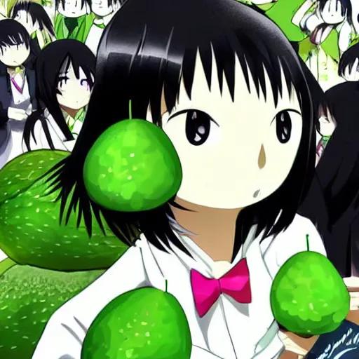 Image similar to tomoko kuroki watamote dressed as an avocado anime trending art