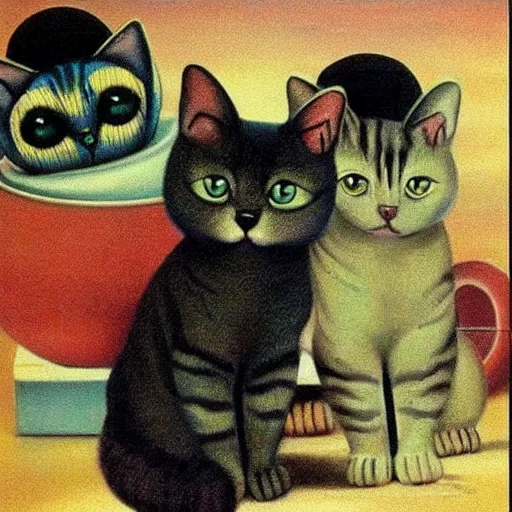 Prompt: cute cats in surrealism art