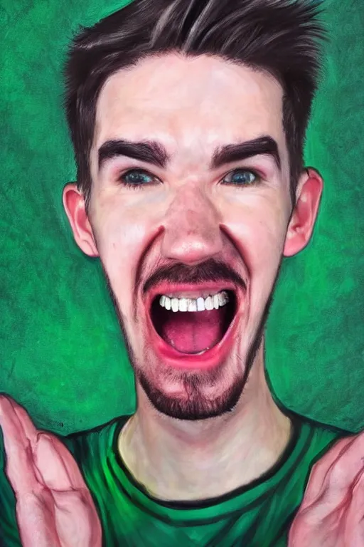 Prompt: Sean McLoughlin, jacksepticeye, irish youtuber, solo portrait, screaming as loud as he can 🎨🖌️