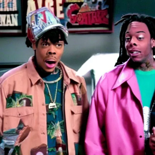 Prompt: a tv still of Wiz Khalifa starring in Kenan & Kel (1999)