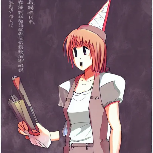 Image similar to portrait of pyramid head as a storekeeper, anime fantasy illustration by tomoyuki yamasaki, kyoto studio, madhouse, ufotable, trending on artstation